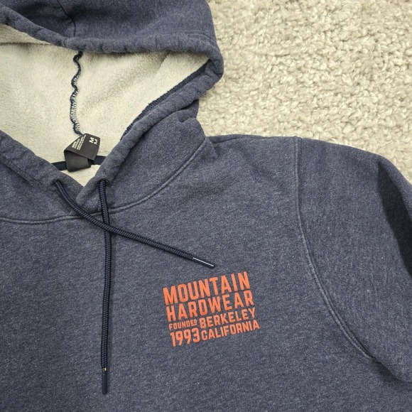 Mountain Hardwear Sweater Mens Medium Blue Hooded‎ Pullover Long Sleeve Pockets - Picture 4 of 12